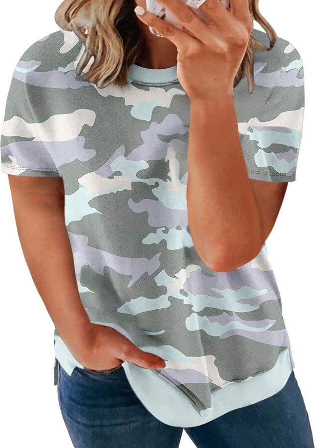 Graphic Tshirt Camo Print T Shirt Womens Diukia Oversized T Shirts