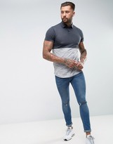 Thumbnail for your product : Asos Design ASOS Longline Polo Shirt In Mixed Textured Fabric With Curved Hem