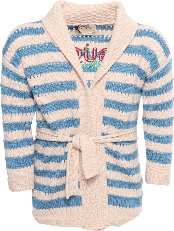 Gucci Children Striped Belted Long-Sleeved Cardigan - ShopStyle