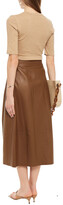 Thumbnail for your product : Vince Pleated Leather Midi Skirt