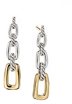 David Yurman Wellesley Link Drop Earrings in Sterling Silver with 18K Yellow Gold