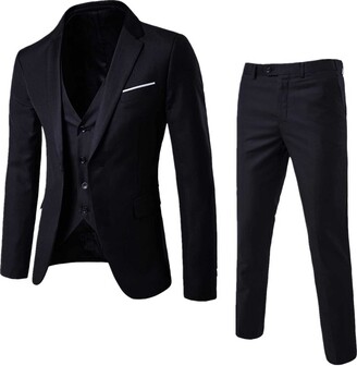 inhzoy Men 2Pcs/3Pcs Formal Suit Outfits Slim Fit Business Suit