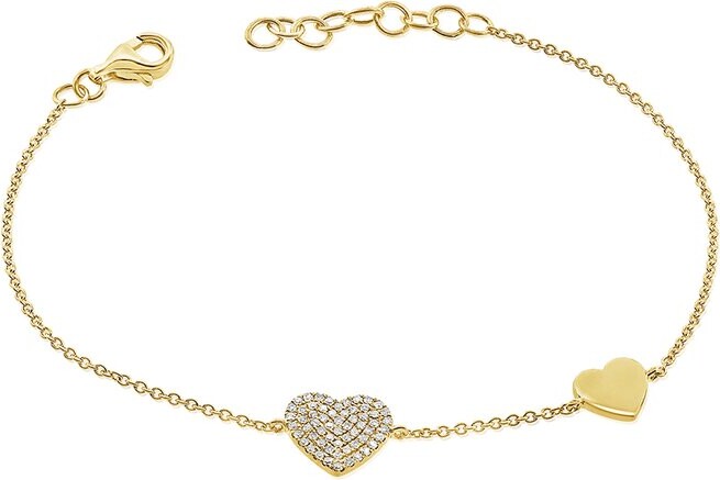 Heart Station Bracelet, 14K Yellow Gold