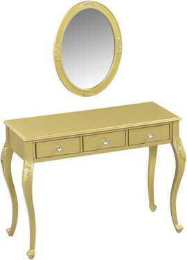 Luxury Makeup Vanity Desk with Oval Mirror, 3-Drawer Dressing Table for Jewelry Storage, Elegant Console Table for Entryway, Living Room & Bedroom, St