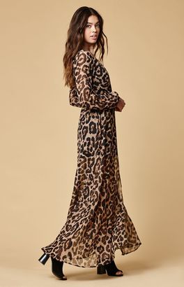 Reverse Isadora Leopard Print Maxi Wrap Dress