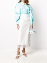 Thumbnail for your product : ROWEN ROSE High Waisted Fringed Hem Skirt