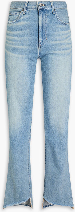 Veronica Beard Dylan frayed high-rise straight-leg jeans