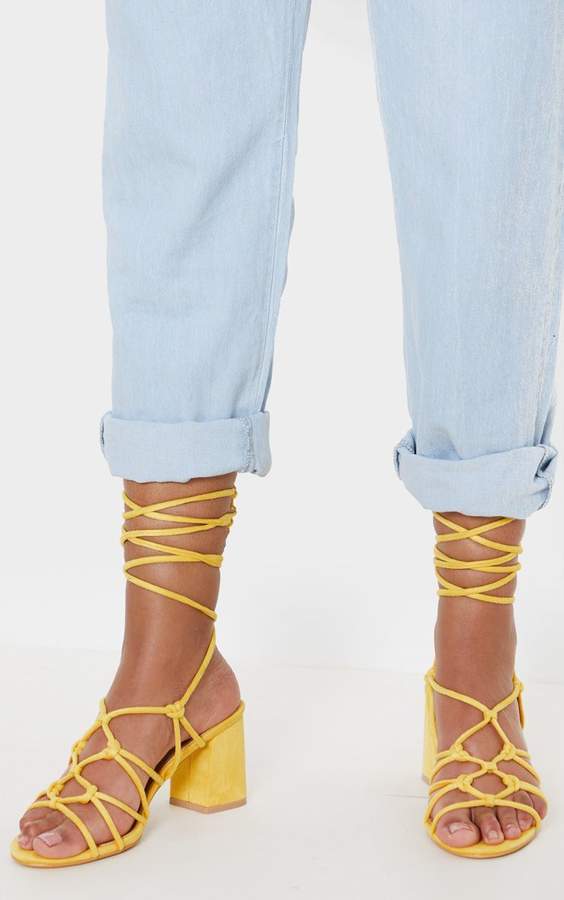 Tie Leg Yellow Tie Up Sandals Fashion Look Featuring Weekday Day - Main Image