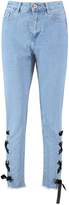 Thumbnail for your product : boohoo Ribbon Lace Up Detail Skinny Jeans