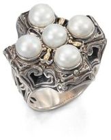 Thumbnail for your product : Konstantino Cultured Pearl, Sterling Silver and 18K Yellow Gold Cross Ring
