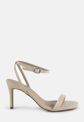 Missguided Cream Barely There Mid Heel Sandals - ShopStyle