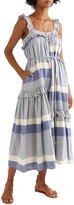 Thumbnail for your product : Apiece Apart Lypie Ruffle-trimmed Striped Cotton-gauze Maxi Dress