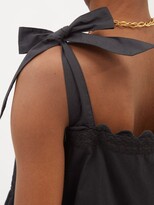 Thumbnail for your product : Juliet Dunn Tie-shoulder Rickrack-trimmed Cotton Midi Dress - Black