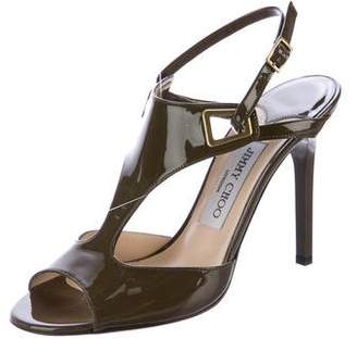 Jimmy Choo Patent Leather T-Strap Sandals