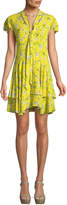 Thumbnail for your product : Alice + Olivia Moore Flutter-Sleeve Tiered Knee-Length Dress