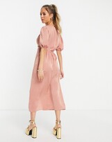 Thumbnail for your product : Miss Selfridge velvet satin twist front midi dress in dark blush