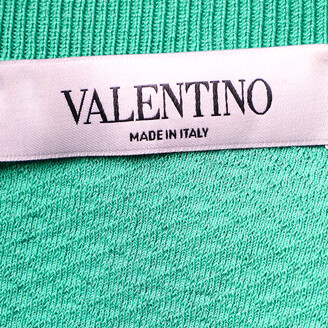 Valentino Green Textured Knit Pleated Dress L