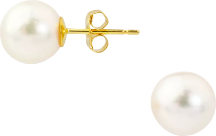 Adams 18ct Yellow Gold Cultured Pearl Stud Earrings ShopStyle