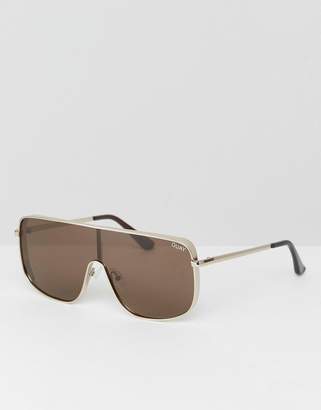 Quay X Kylie Jenner Unbothered Visor Sunglasses In Brown