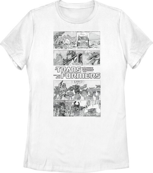 Transformers Women'sTransformersComicPanelsandLogoT-Shirt-White-2XLarge