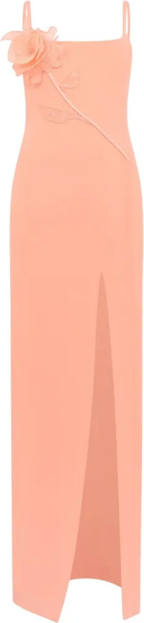 David Koma Floral-Appliqué Slit Maxi Dress
