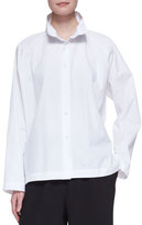 Thumbnail for your product : eskandar 3/4-Width High-Collar Shirt, White