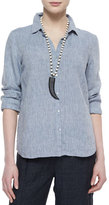Thumbnail for your product : Eileen Fisher Long-Sleeve Button-Front Linen Shirt
