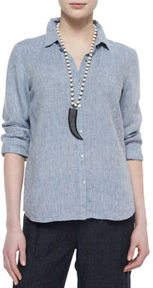 Eileen Fisher Long-Sleeve Button-Front Linen Shirt