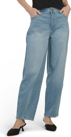 TJMAXX Ab Tech Sky Rise Barrel Leg Jeans For Women, Spandex/Cotton
