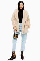 Thumbnail for your product : Topshop Cream Soft Faux Fur Double Breasted Coat