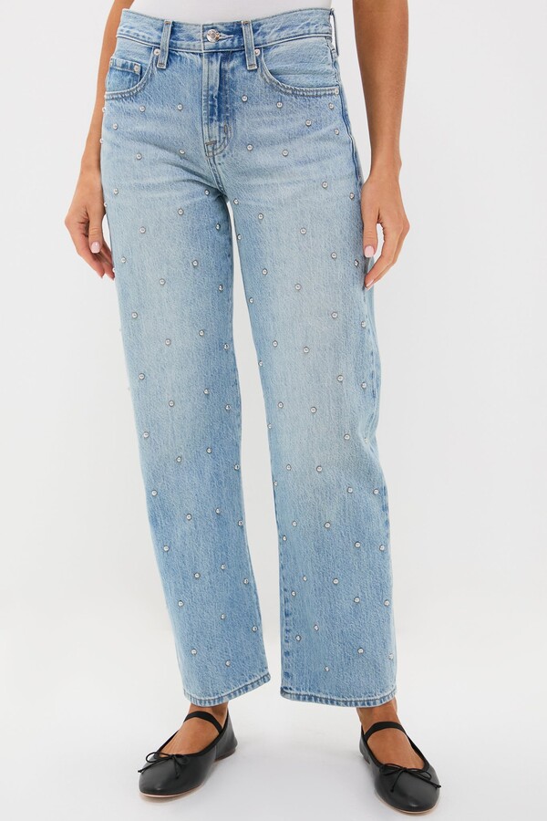 Pistola Denim Aries Studded Lexi Mid Rise Bowed Straight