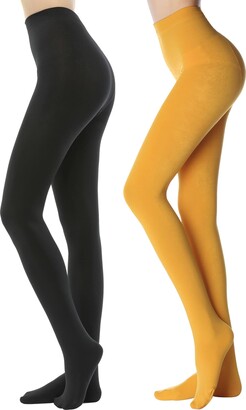 Women Fleece Lined Pantyhose Ribbed Opaque Thermal Tights Elastic Slim  Pants
