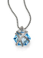 Thumbnail for your product : David Yurman Diamond, Blue Topaz and Sterling Silver Necklace