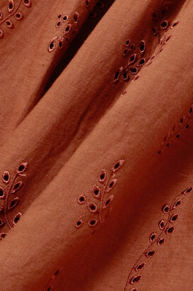 【送料&関税込】ChloAC Paloma ChloA£AC X Eres Skirt Chloé + Eres Paloma Broderie Anglaise Linen Midi Skirt - Red