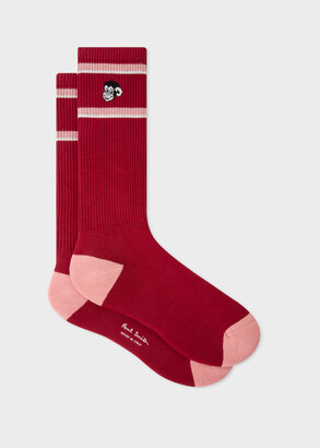 Paul Smith Men's Red 'Monkey' Ribbed Socks