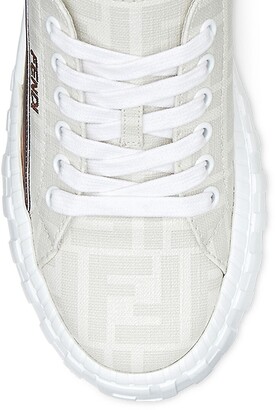 Monogrammed Coated-Canvas and Leather Sneakers