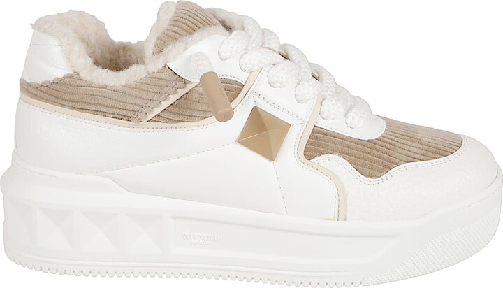 Valentino Garavani One Stud Xl Sneakers In Leather And Velvet