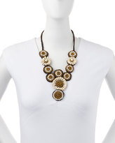Thumbnail for your product : Panacea Floral-Beaded Rope Bib Necklace, Ivory/Bronze