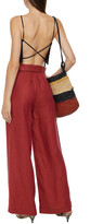 Thumbnail for your product : BONDI BORN Belted linen-twill wide-leg pants