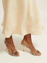 Thumbnail for your product : Prada Metallic Leather Sandals - Womens - Gold