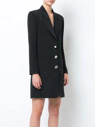 Adam Lippes Satin crepe tuxedo dress with jewel button detail