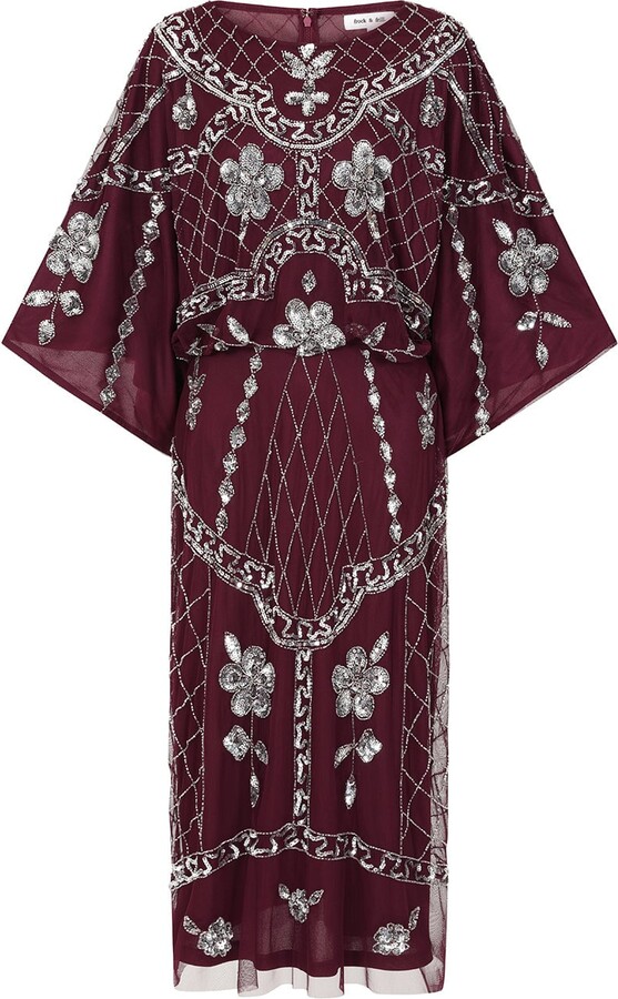 Frock and Frill Danica Purple Embellished Midi Dress