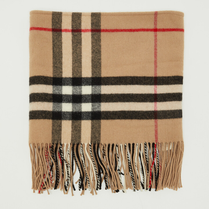 Burberry Brown House Check Merino Wool & Cashmere Infinity Scarf