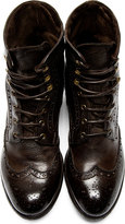 Thumbnail for your product : Officine Creative Dark Brown Leather Brogued Ignis Boots
