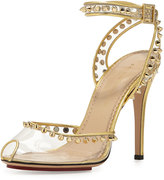 Thumbnail for your product : Charlotte Olympia Soho Studded PVC Ankle-Wrap Sandal