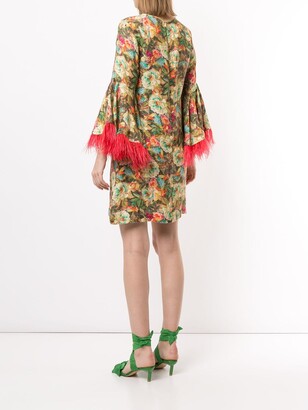 Bambah Floral Feather-Sleeve Dress