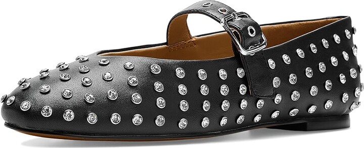 Madewell Hera Grommet Mary Jane Flat - Bezel Crys Women's Flat Shoes True Black : 6 M, Leather