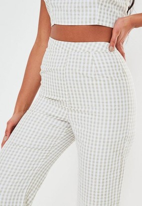 Missguided Stone Co Ord Gingham Culotte Pants