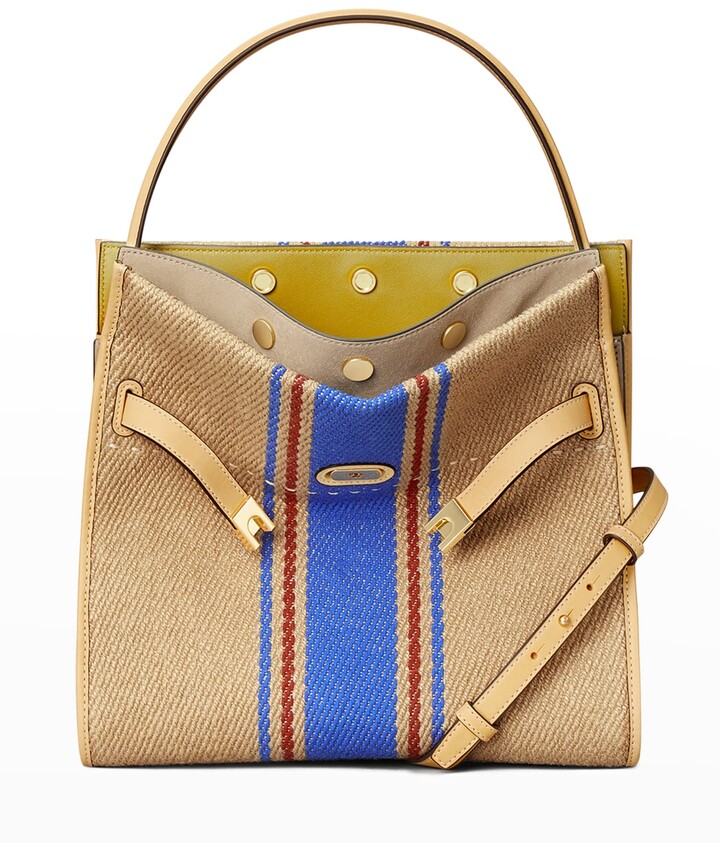 Tory Burch Lee Radziwill Striped Jute Satchel Double Bag ShopStyle