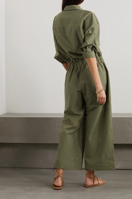 Brunello Cucinelli Perforated Cotton-poplin Jumpsuit - Army green -  ShopStyle